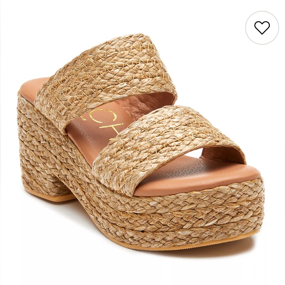 BEACH by Matisse Ocean Ave Raffia Platform Slides - Size 8